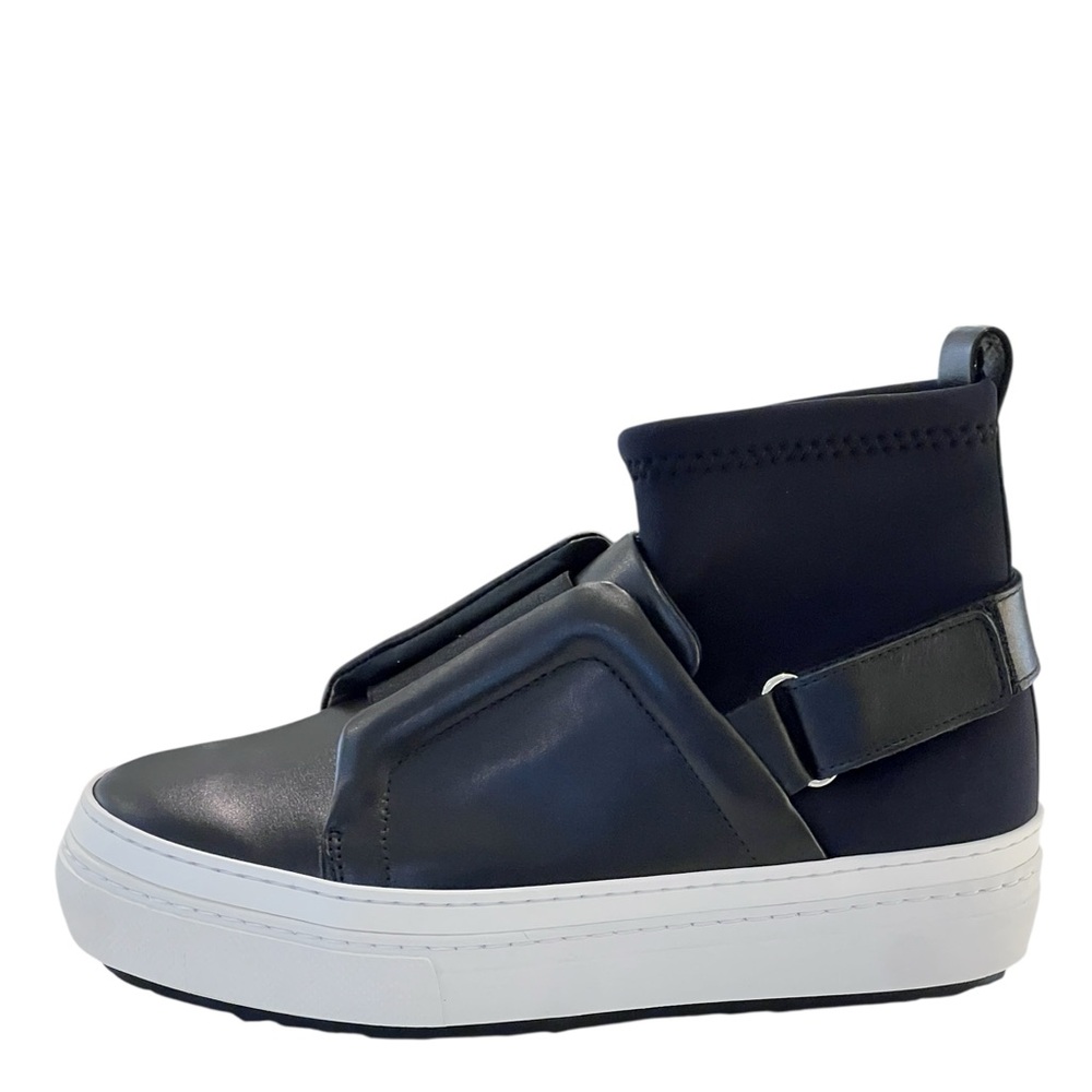Pierre Hardy blak leather stretch neoprene ankle slider boots